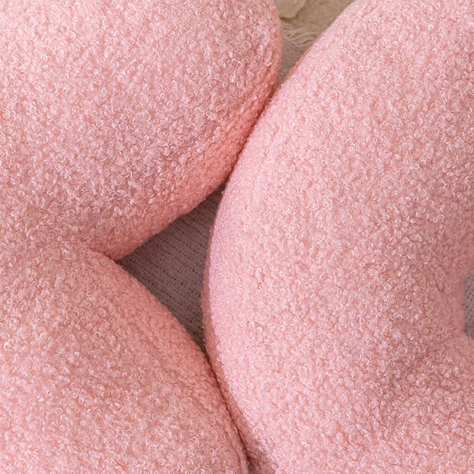 XO Pillow Plush, Pink Throw Pillows Valentine's Day Decorative Hugs and Kisses, Cute Pillows Romantic Home Décor for Sofa, Bedroom, Living Room 12.5x12.5 Inch Set of 2