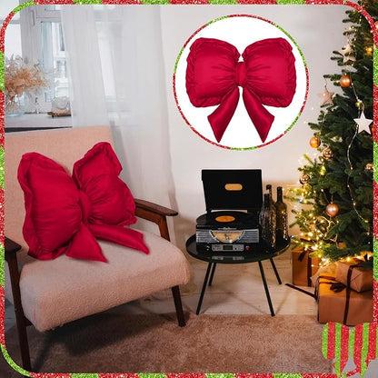 Red Bow Throw Pillow Large Decorative Soft Pillow 18 Inch x 16 Inch Coquette Room Decor Soft Bowknot Decorations for Galentine's Day Valentines Cushion Bed Sofa Couch Home Decorations