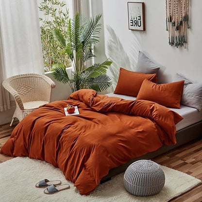 CLOTHKNOW Burnt Orange Comforter Full Size 3Pcs Terracotta Bedding Comforter Sets All Season Soft Rust Comforters Caramel Comforter with 2 x Pillowcases