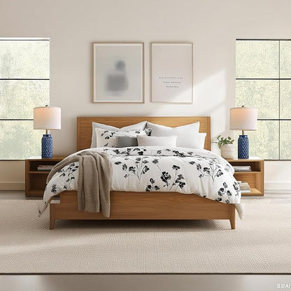20.5" Set of 2 Bedside Table Lamps Modern Blue Honeycomb Ceramic - Linen Shade, E26 Knob Switch for Living Room, Bedroom & Nightstand