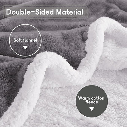 Heated Blanket Electric Blanket Full Size 72''x84'' with 9 Heating Levels, 1-10 Hour Auto Shut Off, Machine Washable, Flannel & Sherpa Soft Warming Blanket for Couch, Bed, Office - Light Grey