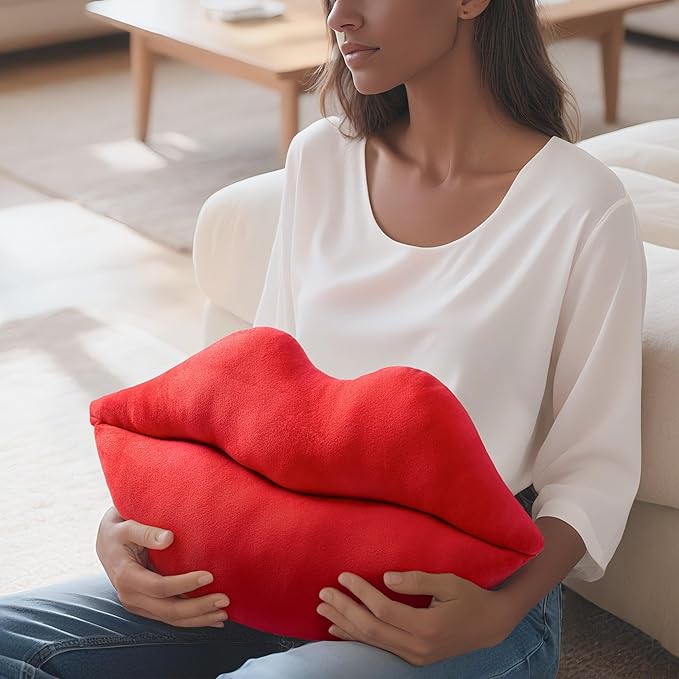 AELS 3D Large Lips Throw Pillows, Set of 2, Soft Decorative Love Pillows, Velvet Cute Pillow for Couch, Sofa, Bed, Living Room, Bedroom, Red