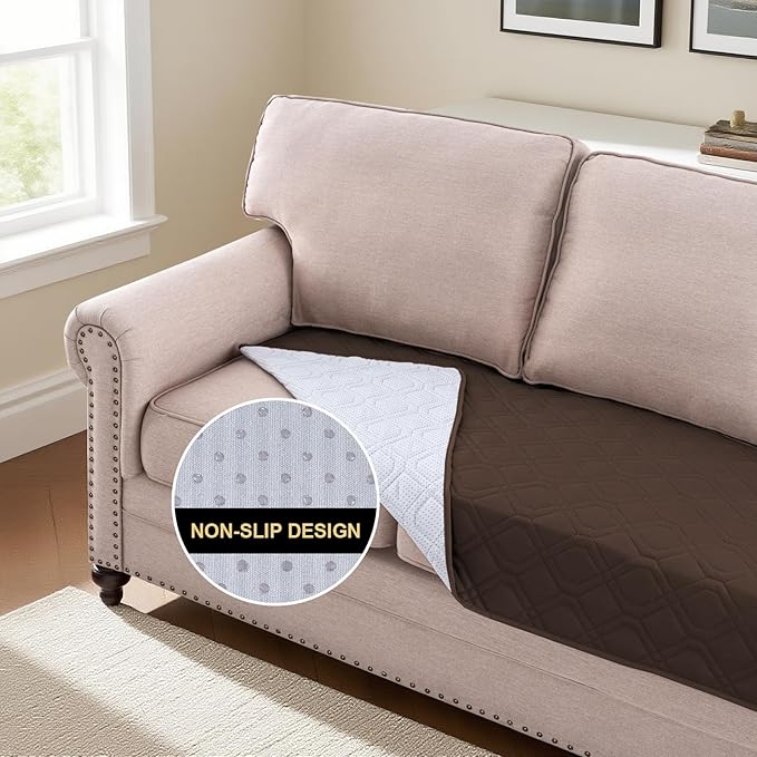 PrinceDeco Waterproof Couch Cover for Dogs Anti-Slip Dog Blanket Cover Washable for Furniture Sofa, Crate, RV Seats,Car, Pet Puppy Essentials (32x62 Inch, Brown)