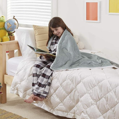 Genteele Sherpa Throw Blanket Super Soft Reversible Ultra Luxurious Plush Blanket, 40 x 50 inches, Sage/White