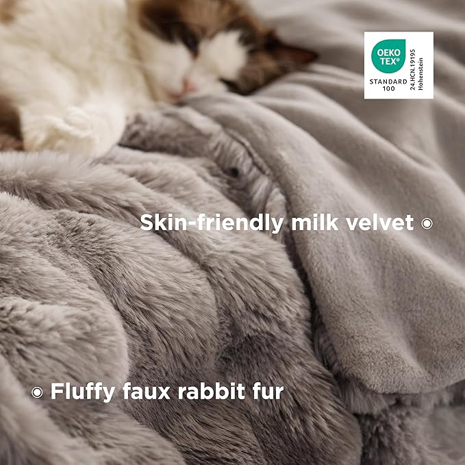 Bedsure GentleSoft Tie-dye Brown Fluffy Fuzzy Throw Blanket, Soft Cozy Fleece Faux Fur Blanket for Couch, Brown Room Decor Minky Velvet Bed Cover, Thick Warm Plush Women Men Birthday Gifts
