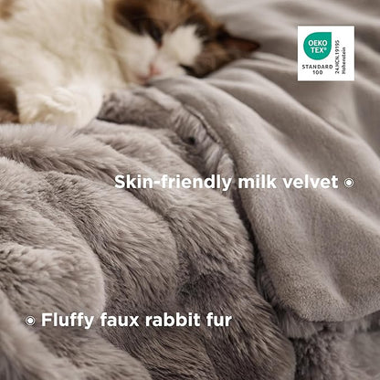 Bedsure GentleSoft Fluffy Fuzzy Twin Blanket, Soft Cozy Fleece Faux Fur Blanket, Pink Decorations Minky Velvet Couch Cover, Thick Warm Plush Women Men Birthday Gifts, 870GSM, Tie-dye Brown