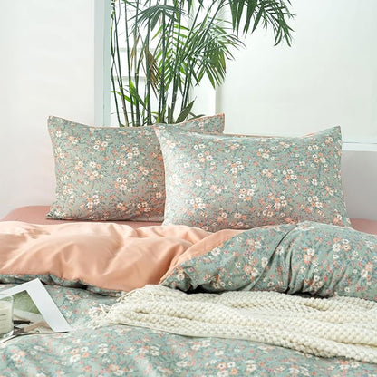 Floral Queen Comforter Set Soft Cute Floral Bedding Comforter Sets Garden Style Flower Print Botanical Flowers Queen Comforter Set for All Seasons 1 Comforter and 2 Pillowcases