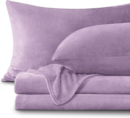 BEDELITE Flannel Sheets Twin Size Lavender - Super Soft Fleece Sheets Set Fluffy Extra Plush, 3 Piece(Include Fitted Sheet, Flat Sheet, 1 Pillowcase)