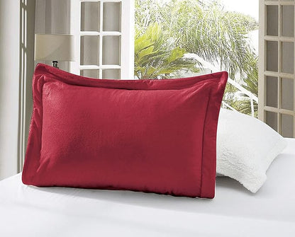 Elegant Comfort Super Soft Sherpa Comforter 3-Piece Set Premium Quality, Heavy Weight Reversible Down Alternative Micro-Suede, Sherpa Comforter, Queen, Flaming Burgundy
