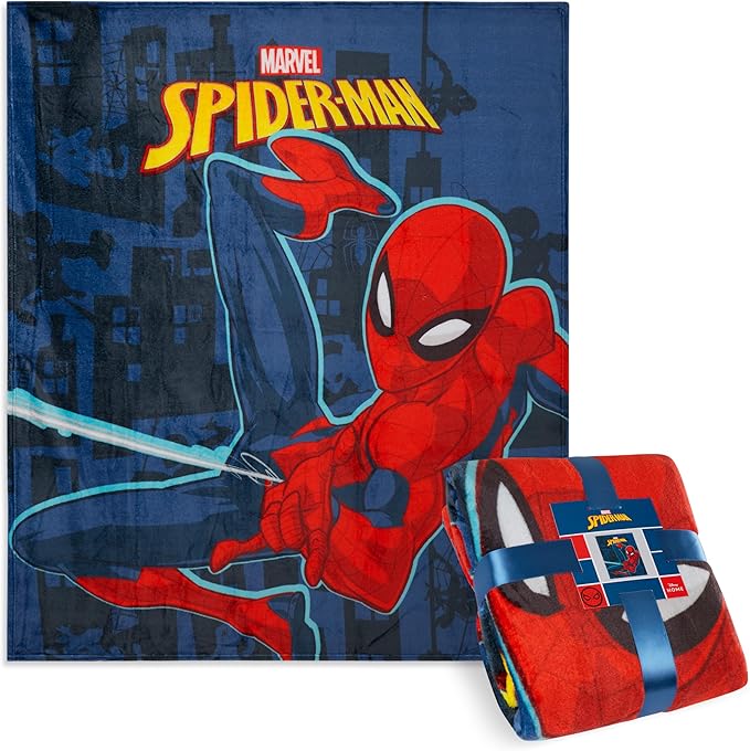 Disney Marvel Spiderman Throw Blanket Soft Fleece Blanket Comforter 59 x 51” (Blue Spiderman)