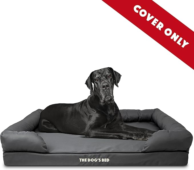 The Dog’s Bed Replacement Outer Cover, Oxford Fabric, Grey with Black Trim, XXL