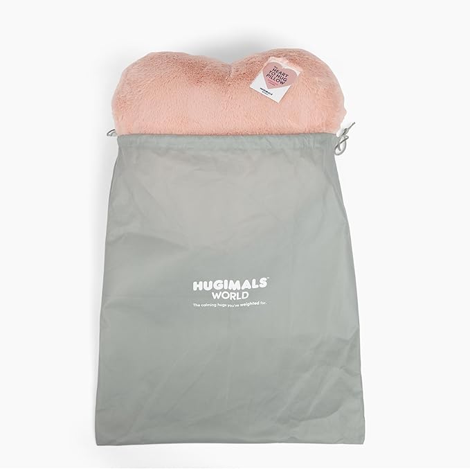 HUGIMALS Super Sized Heart to Hug Pillow in Antique Rose | 8 lb Weighted Soft Heart Shaped Sensory Pillow | for Self-Care, Relaxation, Sleep with Cozy Hand Pocket - Thoughtful Gift for Adults, Teens