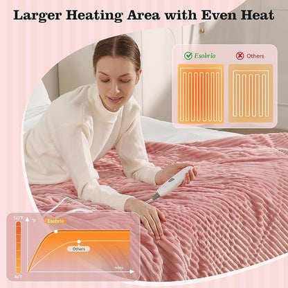 Electric Blanket Full Pink Heated Blanket 72x84 inch, Ultra Soft Flannel Sherpa Warming Blanket for Adults, 5 Heating Levels & 10 Hours Auto-off, Machine Washable Heat Blanket, Great Gifts for Grandma