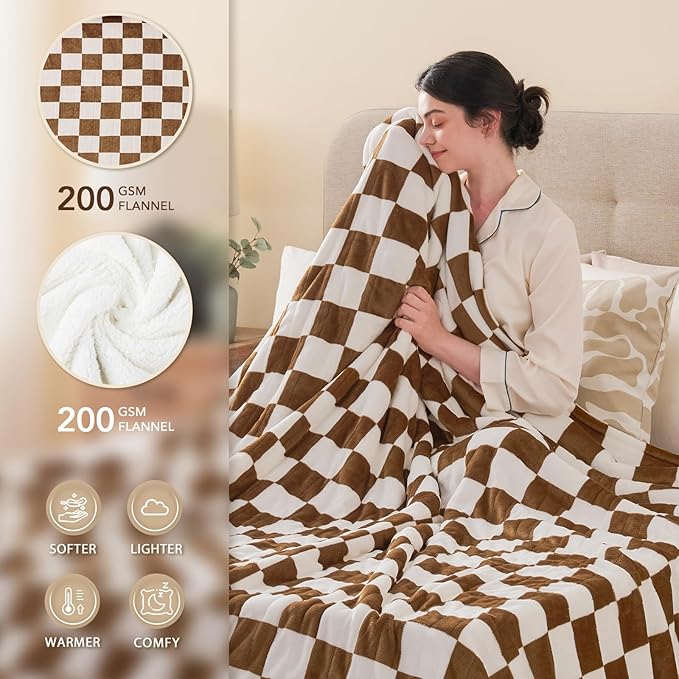 Homemate Electric Blanket Heated Throw - 50“x60“ Ultra Soft Cozy Flannel Heating Blanket with 10 Fast Heat Levels 8 Hours Auto Off Over-Heated Protection ETL Certification Keep Warm in Home Office