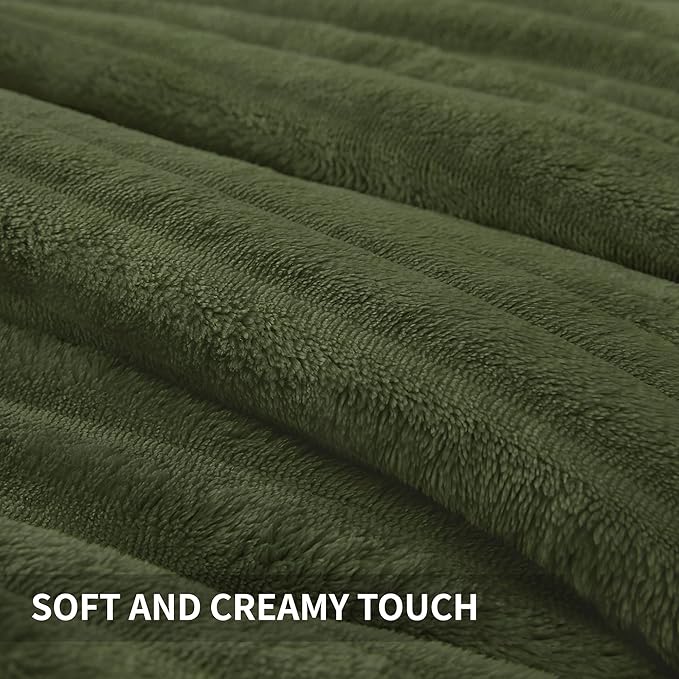 Andency Fleece Queen Comforter Set, 3 Pieces Olive Green Comforter Set for Queen Size Bed, Super Soft Warm Fluffy Fuzzy Bedding Set for Winter (1 Comforter & 2 Pillowcases)
