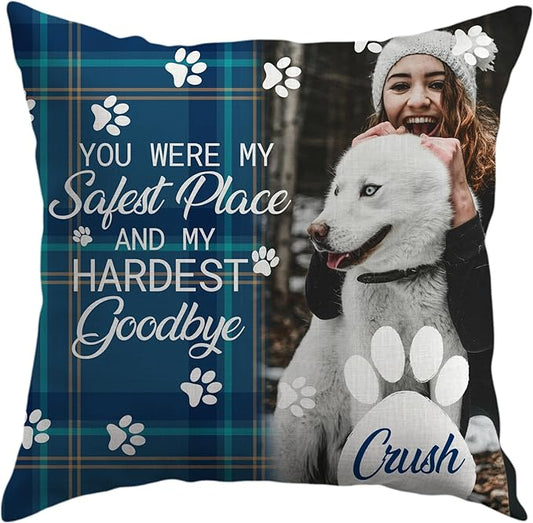 Ships Next Day, Made in USA - Personalized Pet Memorial Pillow for Cats & Dogs - Memorial Gift for Loss of Dog - Pet Memorial Gift - Sympathy Gifts - Dog Remembrance Pillow - Unique Keepsake v3(18x18)