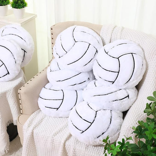 Gerrii 8 Pcs Ball Pillows 13.8" Sports Throw Pillows Plush Fluffy Cushion Sport Theme Fluffy Stuffed Plush Cushion for Team Gifts Bedroom Decoration(Volleyball)