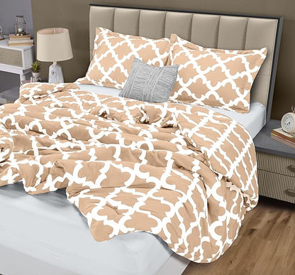 Queen Comforter Set 3 Piece Beige by Utopia Bedding, Printed Comforters Queen Size Bedding Comforters Sets, Down Alternative Soft Bed Set 1 Comforter (88 x 88 inches) 2 Pillow Shams (20 x 26 inches)