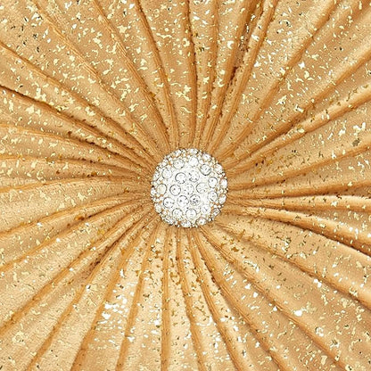 EUCIOR Round Throw Pillows,Golden Throw Pillows,Soft Spandex Velvet Fabric,Pumpkin Pleated Handmade Gold Round Velvet Decorative Pillow for Sofa Bedroom Livingroom(Golden)