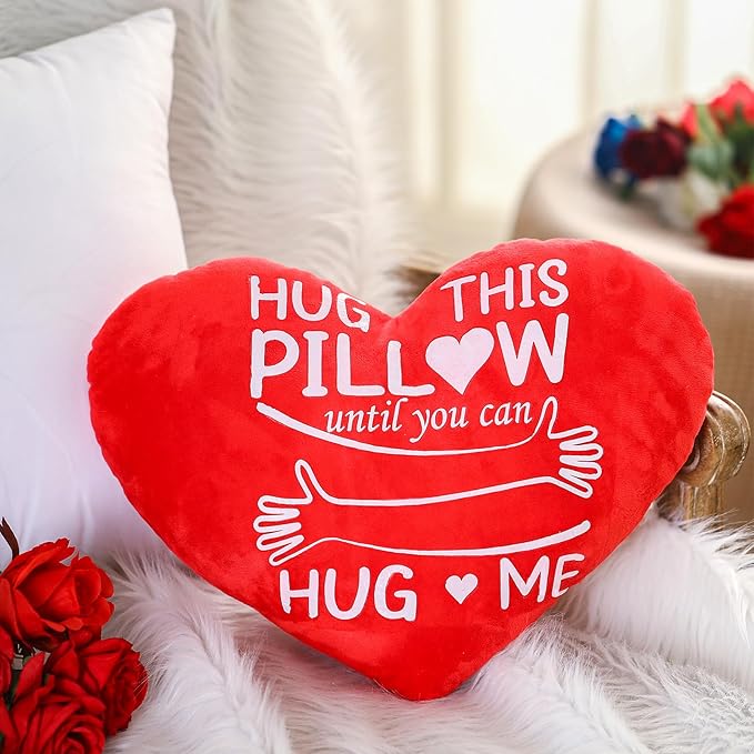 Valentines Day Gifts for Her Him Long Distance Relationship Gifts for Boyfriend Girlfriend Hug This Pillow Until You Can Hug Me Romantic Love You Decorative Pillow for Women Men Sofa Bed