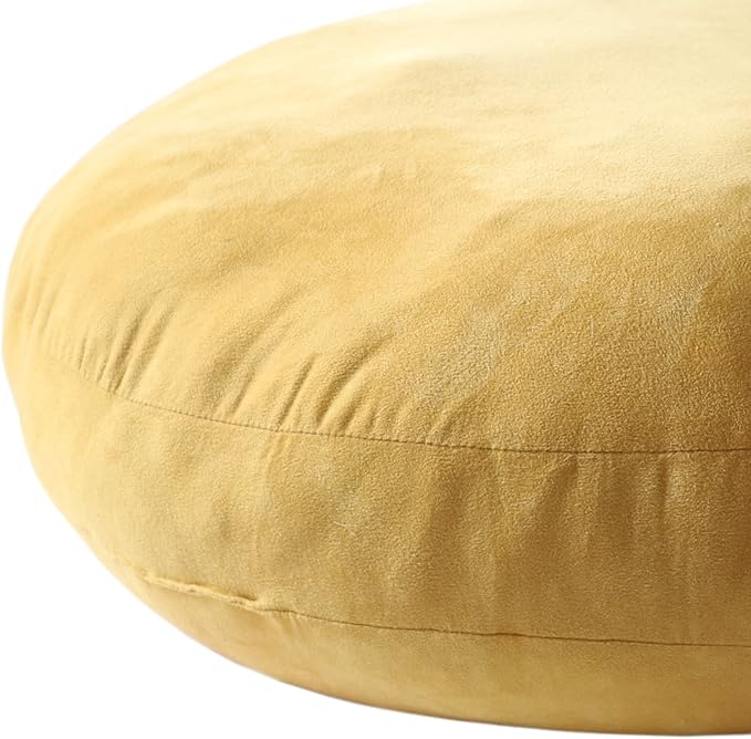 Round Throw Pillow 16x16 Down-Like Polyester Filling Super Soft Cushion Ultra Fluffy Feather-Like Touching Decor Circle Round Floor Pillow for Couch Bed, 1 Piece, Ginger Yellow