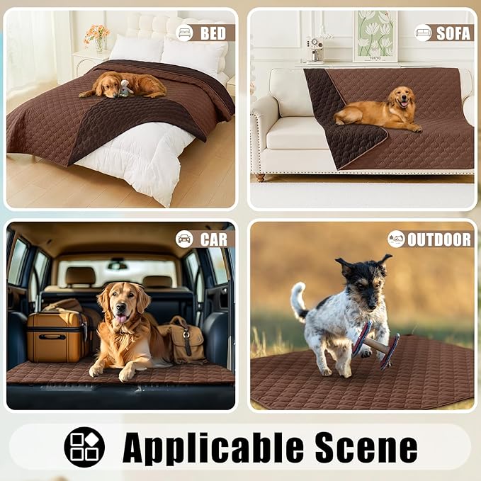 Smiry Waterproof Dog Bed Cover Blanket, Soft Reversible Pet Blanket, Washable Leakproof Cats Dogs Couch Cover for Sofa, Couch, Furniture (30x53 Inch, Brown/Chocolate)
