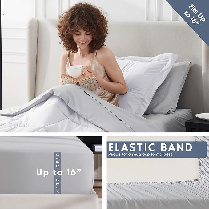 Nestl 5 Piece Twin Comforter Set – White Reversible Bed in a Bag – Complete Twin Size Bedding Set with Sheets, Pillowcase and Sham