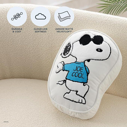 Berkshire Peanuts® Plush Throw Pillow, Gift Idea, Snoopy Cute Character Shaped Cushion, Soft Cozy Decor for Bed Couch Chair(Joe Cool Pillow All Colorways, 15.5’’ L)