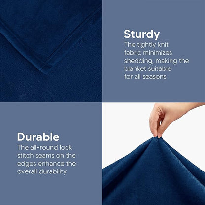 Utopia Bedding Fleece Blanket California King Size Navy 300GSM Luxury Fuzzy Soft Anti-Static Microfiber Bed Blanket (102x96 Inch)