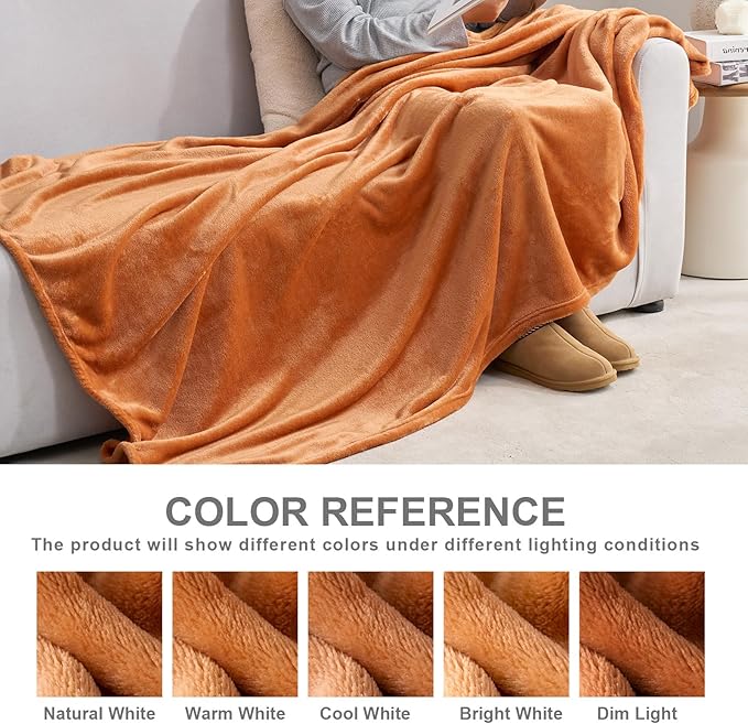 Hansleep Fleece Pumpkin Orange Twin Blanket, Super Soft Flannel Fuzzy Plush Cozy Blanket for All Seasons, Pumpkin Orange, Twin 60x80 Inches