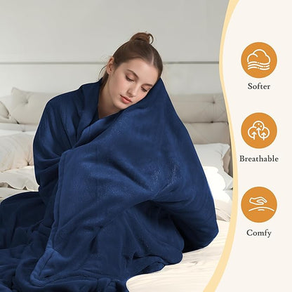 Electric Heated Blanket 72"x84" Full Size Coral Fleece - 4 Heat Settings & 10H Auto Shut Off for Safe Overnight Use, Fast Heating, Machine Washable for Bed, Couch, Office - Dark Dlue