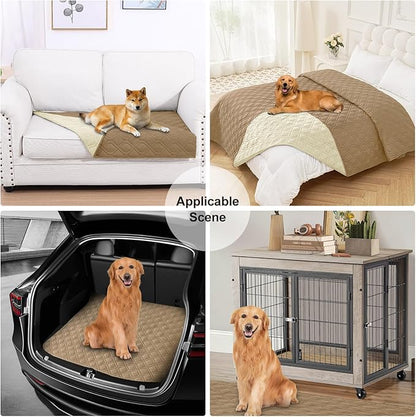 Smiry Reversible Waterproof Couch Covers for Sofa, Washable Dogs Pet Couch Covers for 3 Cushion Sofa Pet Friendly, Water Resistant Furniture Protector Slipcover, Geometric (30"x70", Camel/Beige)