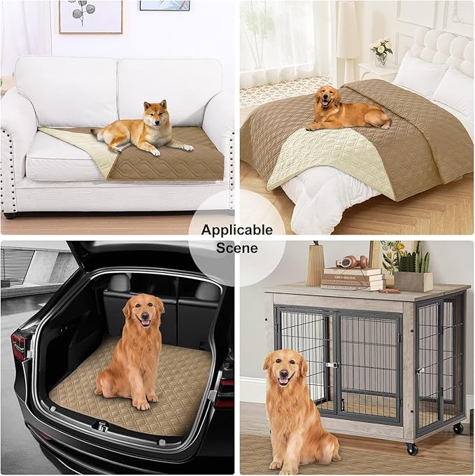 Smiry Reversible Waterproof Couch Covers for Sofa, Washable Dogs Pet Couch Covers for 3 Cushion Sofa Pet Friendly, Water Resistant Furniture Protector Slipcover, Geometric (30"x53", Camel/Beige)