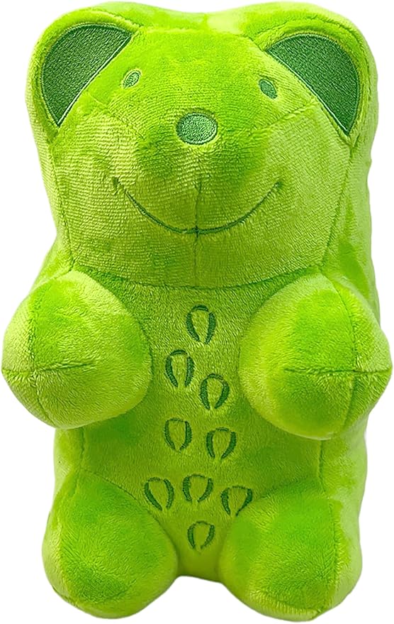 iscream Haribo Gummi Bear Furry 8.5" x 5" Candy Character Shaped Pillow, Lime