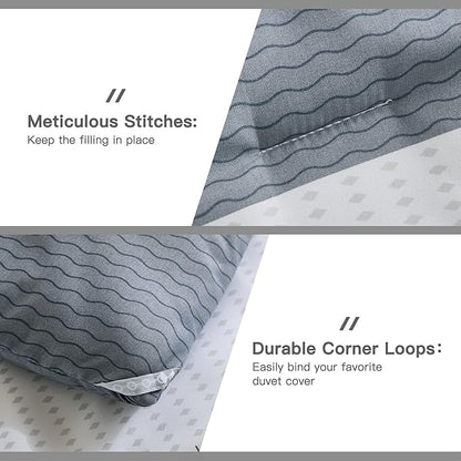 Andency King Size Comforter Set 7 Pieces - Light Grey Striped Lightweight Bed in a Bag, Soft Microfiber Farmhouse All Season Bedding Set with Comforter, Fitted & Flat Sheet, Pillowcases & Shams