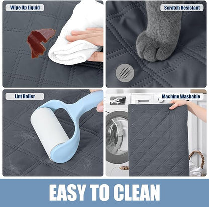Smiry Waterproof Dog Bed Cover Pet Blanket, Soft Washable Dog Blanket for Furniture Bed Couch Sofa Reversible, Checkered (30"x90", Dark Grey/Black)