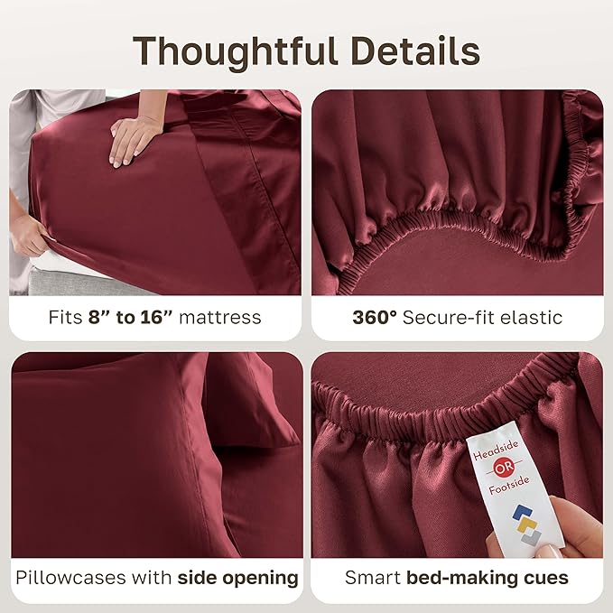 California Design Den Cal King Sheet Set - Luxury 600 Thread Count 100% Cotton Sateen Bed Sheets California King Size Set with Deep Pockets, Hotel-Quality Bedding - Brick Red Bed Sheets