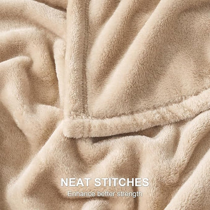 Hansleep Fleece Light Camel Throw Blanket, Super Soft Flannel Fuzzy Plush Cozy Blanket for All Seasons, Light Camel, Throw 50x60 Inches