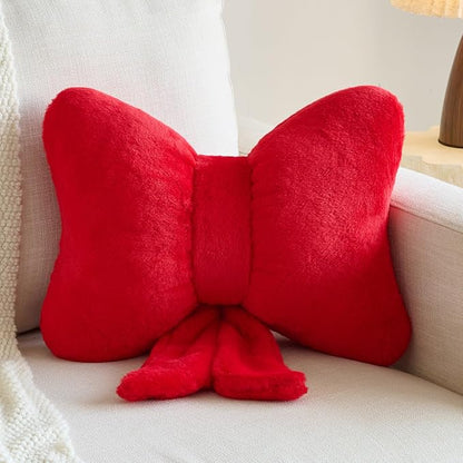 Xuyier Bow Pillows, Bow Shaped Decorative Throw Pillows for Couch Bed, Aesthetic Cute Home Decor Accent Pillows (Red, Large-16 Inches)