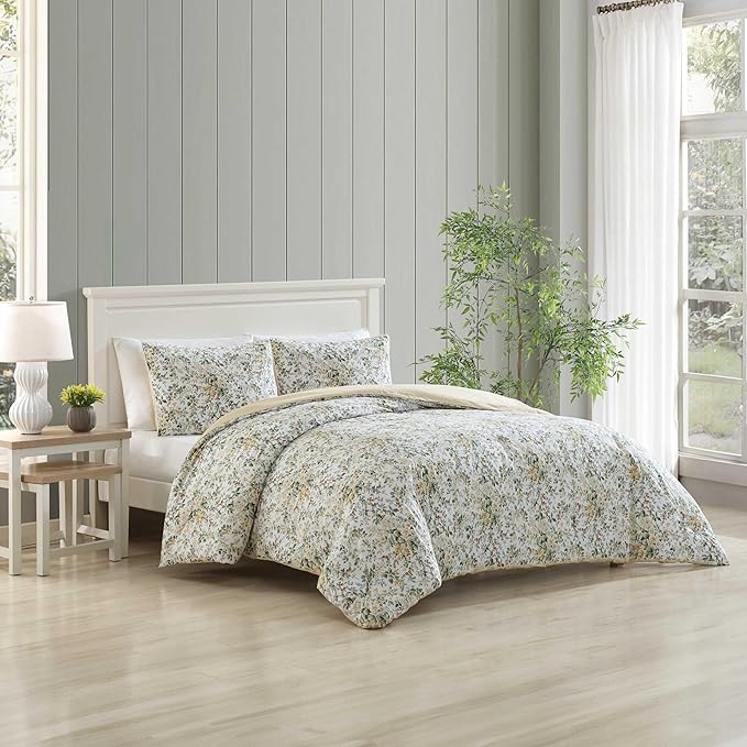 Laura Ashley - King Comforter Set, Soft Cotton Bedding with Matching Shams, Floral Home Decor, Oeko-Tex Certified (Country Meadow Gold, King)