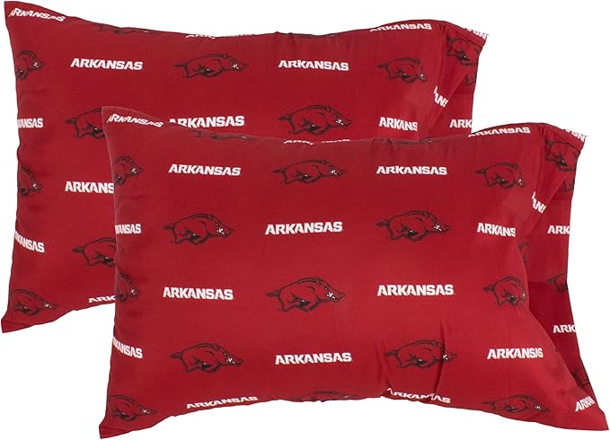 College Covers Everything Comfy Arkansas Razorbacks Pillowcase Pair, King, 20" x 40", Includes 2 King Pillowcases