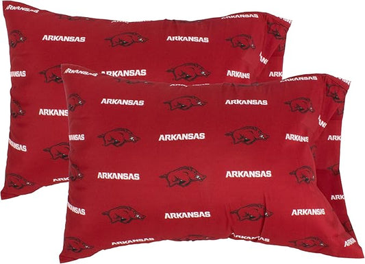 College Covers Everything Comfy Arkansas Razorbacks Pillowcase Pair, King, 20" x 40", Includes 2 King Pillowcases