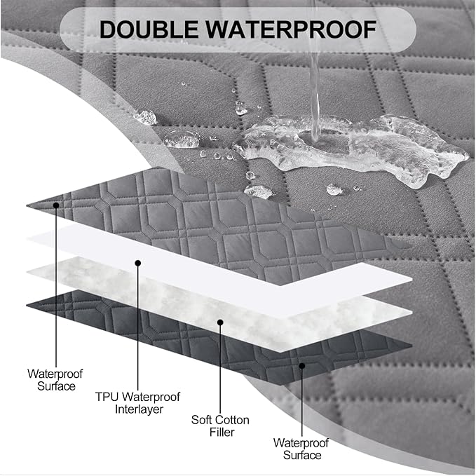 Smiry Reversible Waterproof Couch Covers for Sofa, Washable Dogs Pet Couch Covers for 3 Cushion Sofa Pet Friendly, Water Resistant Furniture Protector Slipcover, Geometric (40"x50", Grey/Dark Grey)