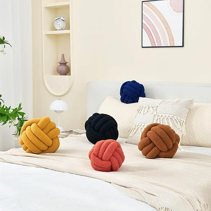 Petrella Knot Pillow Throw Pillows Ball Round Throw Pillows Home Decor Cushion Decorative Aesthetic Grapefruit 13inch