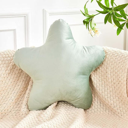 Sage Green Star Throw Pillow, Soft Velvet, PP Cotton Fill, 19.6" Star Shaped Decorative Throw Pillow for Bedroom, Living Room