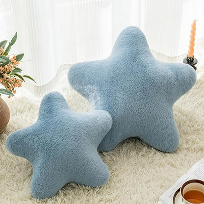 Star Pillow, Decorative Throw Pillow with Plush for Couch, Cute Decor Pillows for Bed, Aesthetic Star Shaped Pillow Fun Cushion for Sofa Living Room (Grey Blue, 14.9 Inches)