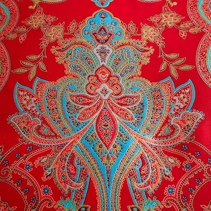 mixinni Red Paisley Comforter Sets Queen Size Bed Shabby Chic Print Comforter All Season 3 Pieces 1 Fluffy Soft Comforter with 2 Pillow Shams-Queen Size