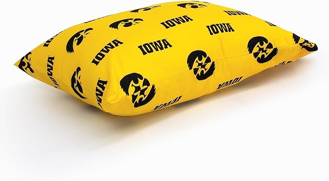 College Covers Everything Comfy Iowa Hawkeyes Pillowcase Pair, Standard, 20" x 30", Includes 2 Pillowcases
