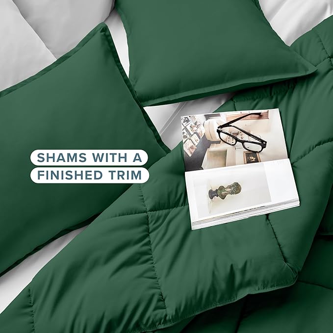 Bare Home Comforter Set - Full Size - Ultra-Soft - Goose Down Alternative - Premium 1800 Series - All Season Warmth (Full, Forest Green)