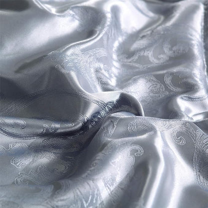 King Size Comforter Set, Silver Bedding Comforter Sets All Season Grey Bed Comforter King Set, Soft Lightweight Silk Jacquard Comforter Set with 2 Pillow Shams(King,104x90)